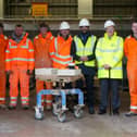 First Minister Humza Yousaf at Hutton Stone with members of staff and South of Scotland Enterprise Chair, Professor Russel Griggs