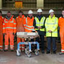 First Minister Humza Yousaf at Hutton Stone with members of staff and South of Scotland Enterprise Chair, Professor Russel Griggs