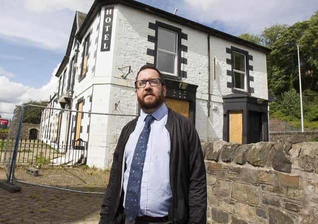 Galashiels councillor Euan Jardine outside the old Abbotsford Arms Hotel.