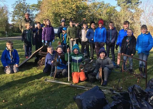 Melrose Scouts, Cubs and Beavers joined in the Great Borders River Clean last Sunday and helped collect litter outside Melrose.