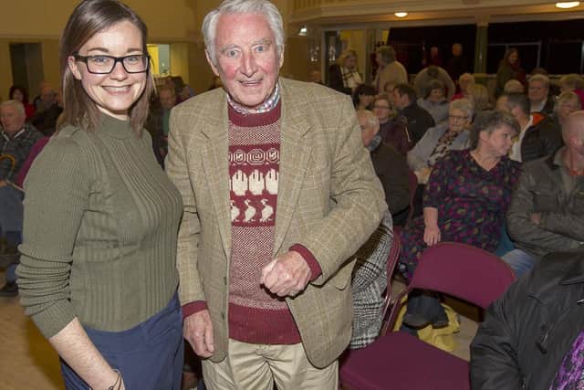 Jenny Marr with Lord Steel of Aikwood at general election hustings held at Selkirk's Victoria Halls.