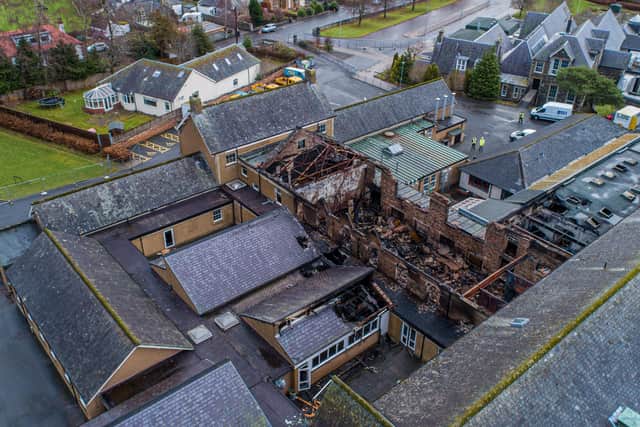 Images taken of the damage caused by the fire at Peebles High School.