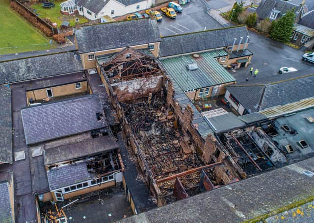 Images taken of the damage caused by the fire at Peebles High School.