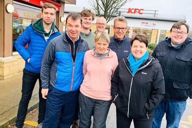 Shona Haslam on the election trail in South Lanarkshire with Hexham MP Guy Opperman and former Scottish Tory leader Ruth Davidson.