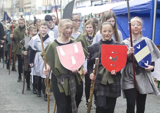 Children taking part in this year's Hawick Reivers' Festival.