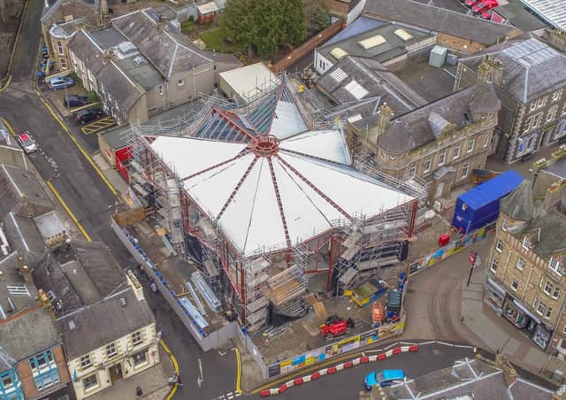 A new campaign has been launched to promote Borders tourist attractions such as the Great Tapestry of Scotland visitor centre in Galashiels, opening in 2021. Photo: Borders Aerial Photography.