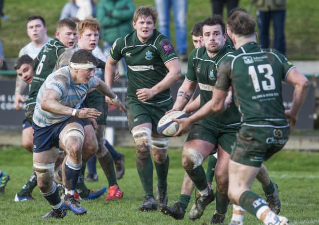Sean Fairburn and Shawn Muir to the fore for Hawick against Edinburgh Accies (picture by Bill McBurnie)