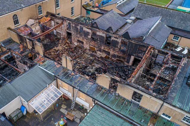 Fire damage caused to Peebles High.