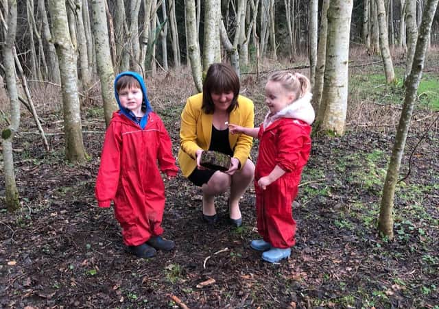 Scottish Government minister Maree Todd with youngsters at Kingsmeadows nursery, Peebles