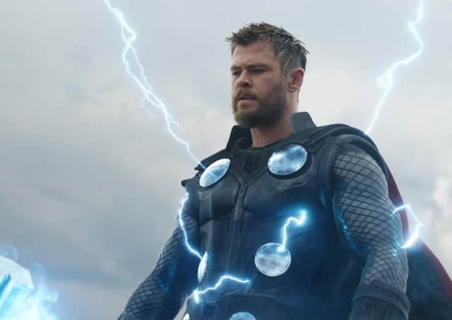 Chris Hemsworth playing Thor in Avengers: Endgame.