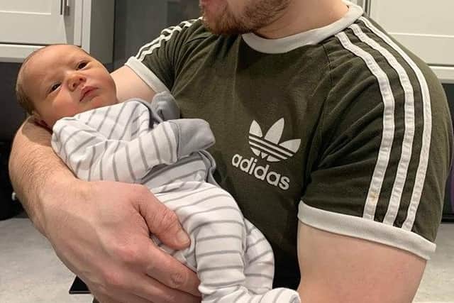 Chirnside’s Chris Birse with son Cody, the Borders’ first baby of the decade.