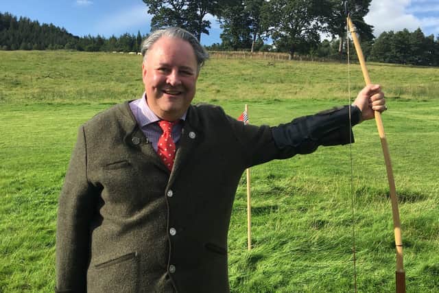 New expert Steven Moore has a shot of longbow for the Antiques Roadtrip programme due to be aired on Monday.