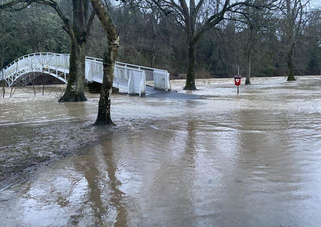 Hawick's Wilton Lodge Park under water.