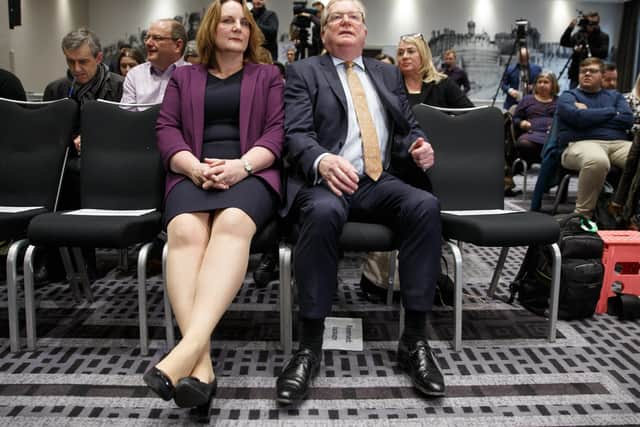South Scotland Tory list MSP Michelle Ballantyne with Jackson Carlaw last Friday awaiting the result of the party's Scottish leadership contest. (Photo by Robert Perry/Getty Images)