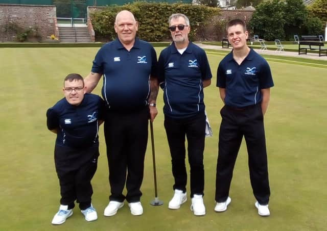 Danny Porter, Mike Nicoll, James Dick and Ryan Evans, from the Borders Disability Sport Bowls team, could be among those recognised at the inaugural Borders Disability Sport Awards Evening. Danny, left, won  the Disability Award at last year's ClubSport Ettrick & Lauderdale award ceremony (picture by Live Borders)