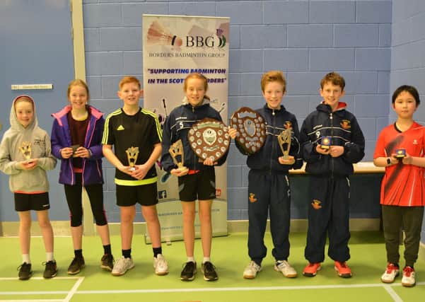 The prizewinners from the Borders Badminton Primary School Championships held at Earlston High School.