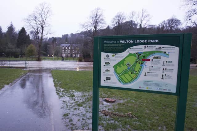 Flooding in Hawick's Wilton Lodge Park earlier this year.