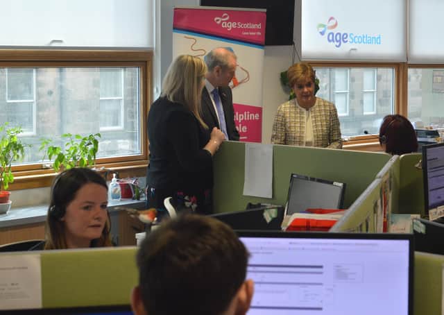 First Minister Nicola Sturgeon visited the Edinburgh helpline office days before the lockdown to announce an additional £80,000 funding for Age Scotland, to scale up its helpline and allow staff to work remotely, and safely, from home.