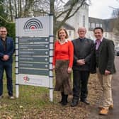At Tweed Horizons, from left, are Mark Moncrieff, June Wilson, Gordon Brown of GB Technologies, MSP Rachael Hamilton, enterprise agency head Russel Griggs and Phil Morris of GB Technologies.