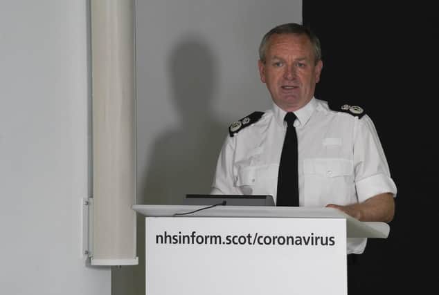 Police Scotland chief constable Iain Livingstone at May 8's Scottish Government Covid-19 briefing.