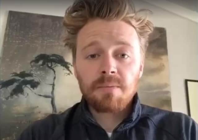 Borders actor Jack Lowden in his clip promoting Earlston's Got Virtual Talent.