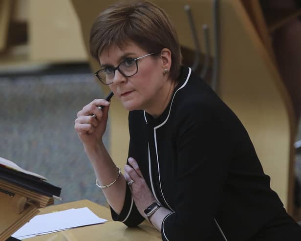 EDINBURGH, SCOTLAND - MAY 20: Scottish First Minister, Nicola Sturgeon attends First Ministers Questions at Holyrood on May 20, 2020 in Edinburgh, Scotland. (Photo by Fraser Bremner-Pool/Getty Images)