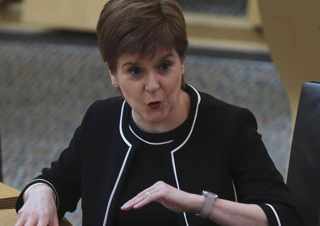 Scottish first minister Nicola Sturgeon at Holyrood yesterday. (Photo by Fraser Bremner-Pool/Getty Images)