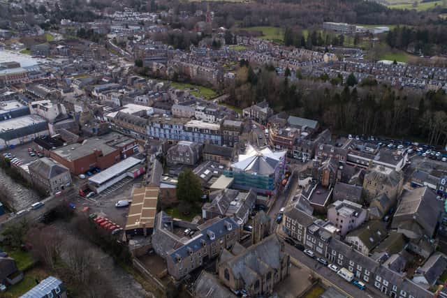 Another aerial view of the Great Tapestry of Scotland visitor centre being built in Galashiels.