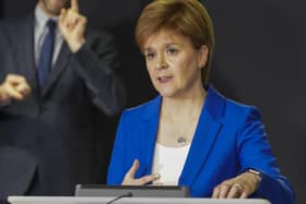 Scottish first minister Nicola Sturgeon giving a coronavirus update on April 16.