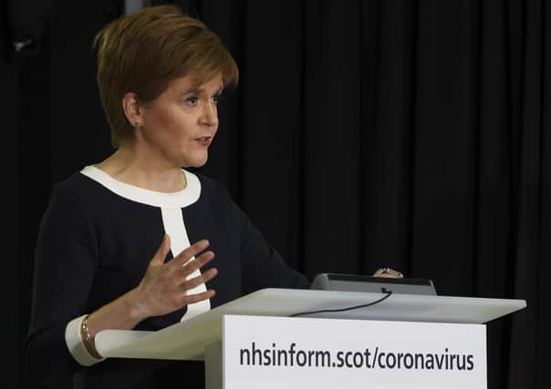 Scottish first minister Nicola Sturgeon announcing the start of preparations to relax the current Covid-19 lockdown at a briefing in Edinburgh today, April 23.