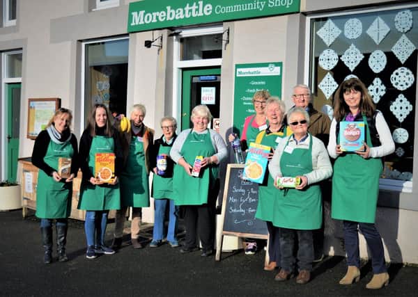 Morebattle Community Shop volunteers, photographed before social distancing restrictions were introduced.
