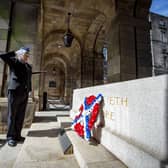 Tony Hooman pays his respects ahead of VE Day, in Edinburgh yesterday. Please credit: Mark Owens/Poppyscotland.