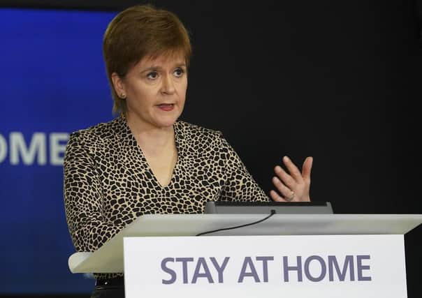 Nicola Sturgeon at her daily Covid-19 outbreak briefing today.