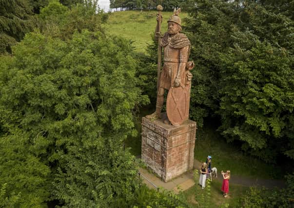 A drone photo of the William Wallace statue at Scott's View. Photo: Katielee Arrowsmith/SWNS