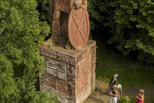 A drone photo of the William Wallace statue at Scott's View. Photo: Katielee Arrowsmith/SWNS