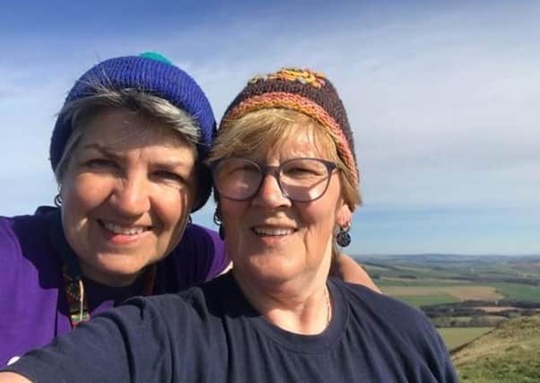 Norma Clark and Fiona Curran have been hiking up the Blackhill near Earlston with their 4 little dogs, raising money for BGH NHS workers every morning of lockdown.