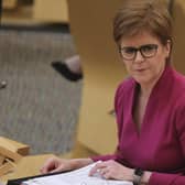 Nicola Sturgeon at the Scottish Parliament last Wednesday. (Photo by Fraser Bremner/pool/Getty Images)