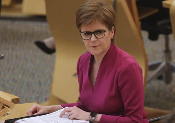 Nicola Sturgeon at the Scottish Parliament last Wednesday. (Photo by Fraser Bremner/pool/Getty Images)