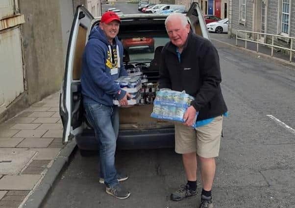 Ewen Robbie with supplies for Graham Easton from Sainbury's in Hawick