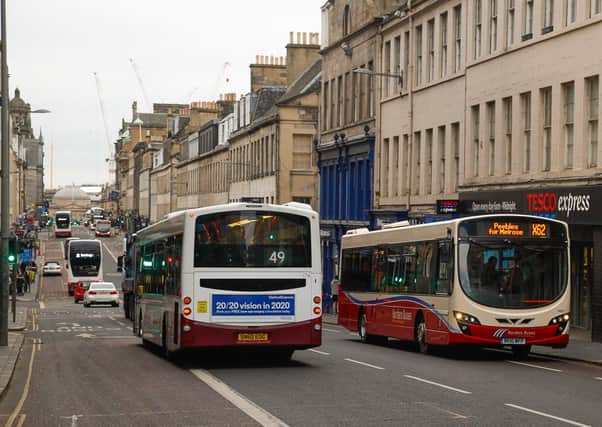 A Melrose-bound X62 bus in Edinburgh.