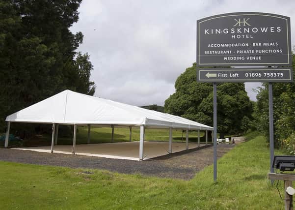 A marquee aimed at providing outdoor socially-distant dining for customers at Kingsknowe's Hotel, Galashiels.