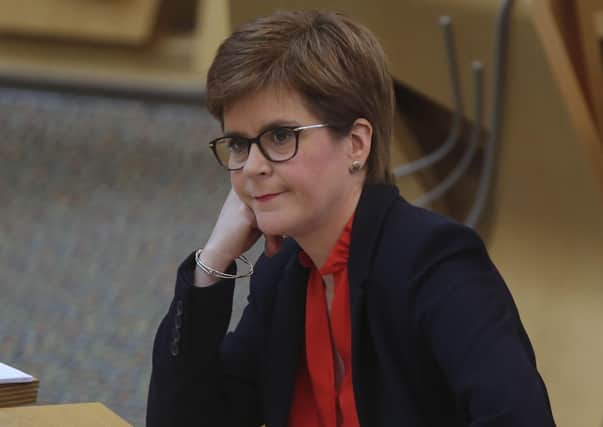 Scotland's first minister, Nicola Sturgeon, at the Scottish Parliament today. (Photo by Fraser Bremner/WPA pool/Getty Images)