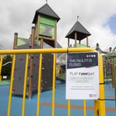 The playpark at Rowan Boland Public Park in Galashiels following its closure in March.