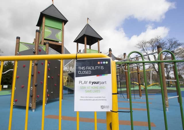 The playpark at Rowan Boland Public Park in Galashiels following its closure in March.