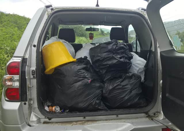 A call has gone out for day-trippers and campers to take away their rubbish from the St Mary's Loch site after a resident had to tidy this load away last Sunday ... including a yellow bucket that had been used as a toilet.
