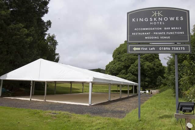 A marquee erected at the Kingsknowes Hotel in Galashiels.