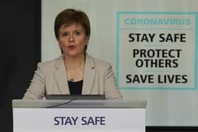 Nicola Sturgeon at today's Scottish Government Covid-19 outbreak update in Edinburgh.