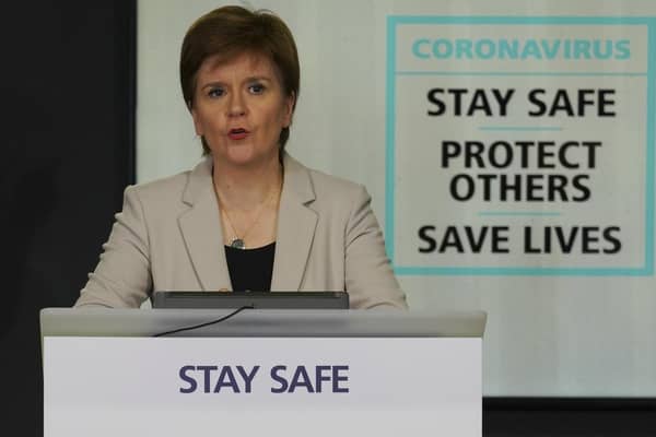 Nicola Sturgeon at today's Scottish Government Covid-19 outbreak update in Edinburgh.