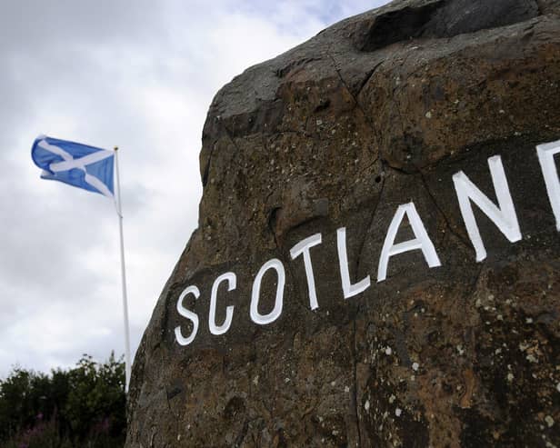 The England-Scotland border at Carter Bar. (Photo: Andy Buchanan/AFP via Getty Images)