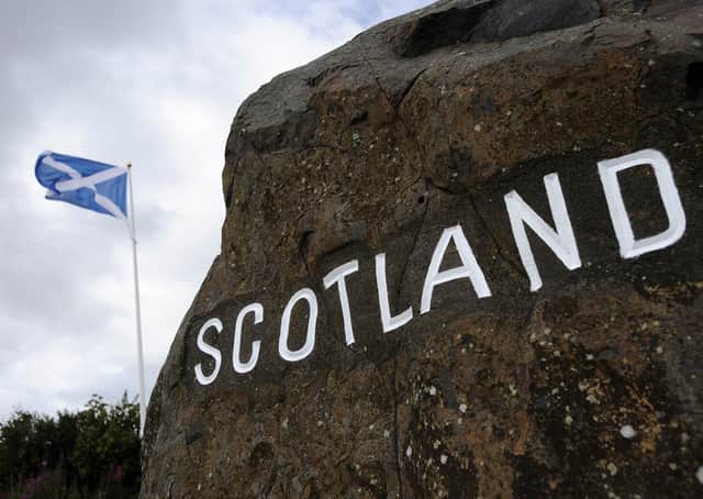 The England-Scotland border at Carter Bar. (Photo: Andy Buchanan/AFP via Getty Images)